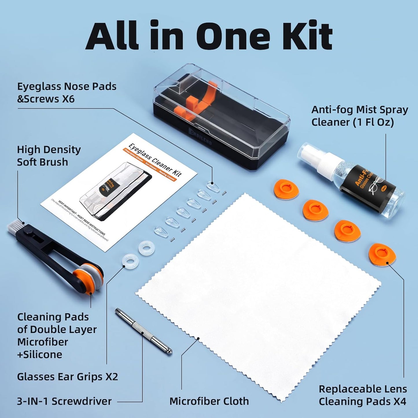 Glasses Cleaner Eyeglass Cleaning Kit with 24H anti Fog Spray for Glasses and Microfiber Cloth, Portable Eyeglass Cleaner Tool Lens Wipes Cleaning Kit for Camera Lenses