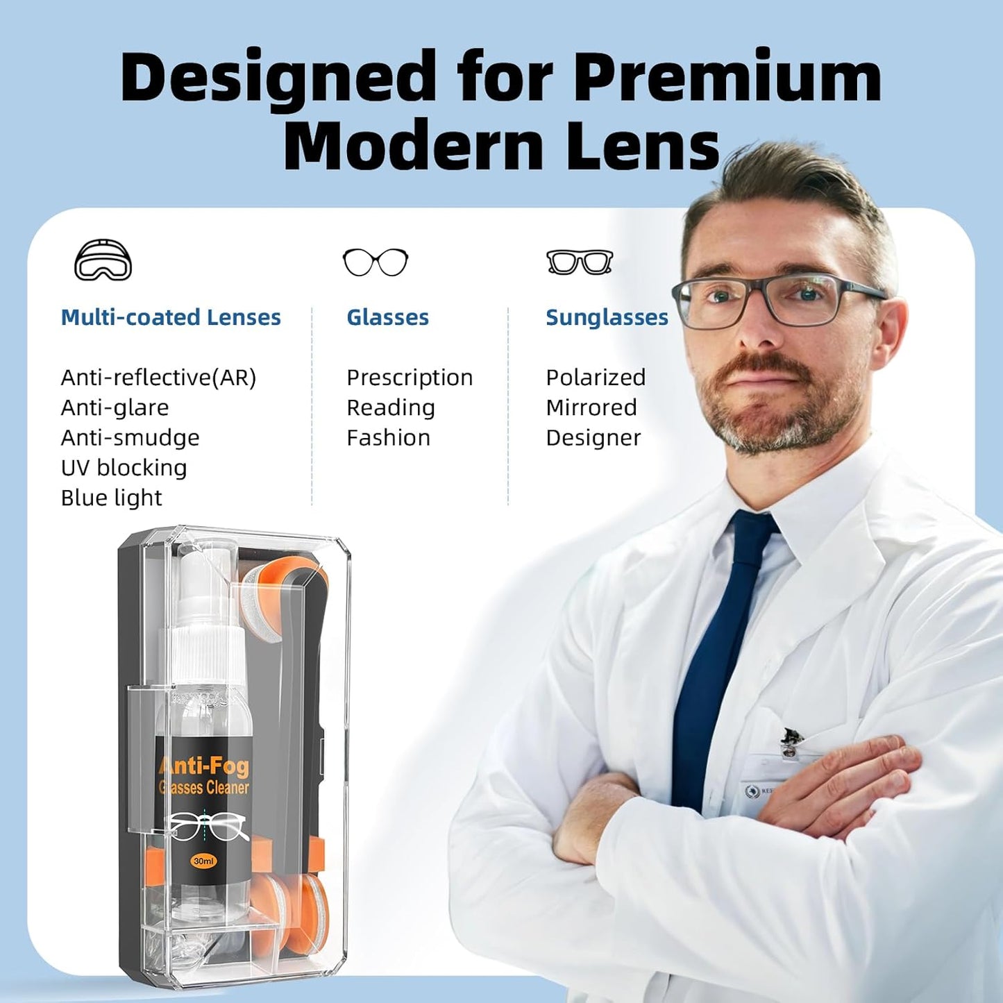 Glasses Cleaner Eyeglass Cleaning Kit with 24H anti Fog Spray for Glasses and Microfiber Cloth, Portable Eyeglass Cleaner Tool Lens Wipes Cleaning Kit for Camera Lenses
