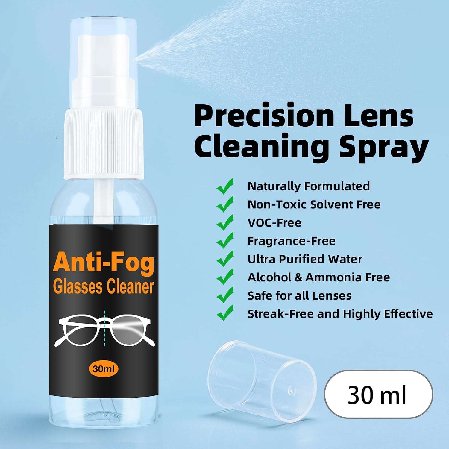 Glasses Cleaner Eyeglass Cleaning Kit with 24H anti Fog Spray for Glasses and Microfiber Cloth, Portable Eyeglass Cleaner Tool Lens Wipes Cleaning Kit for Camera Lenses