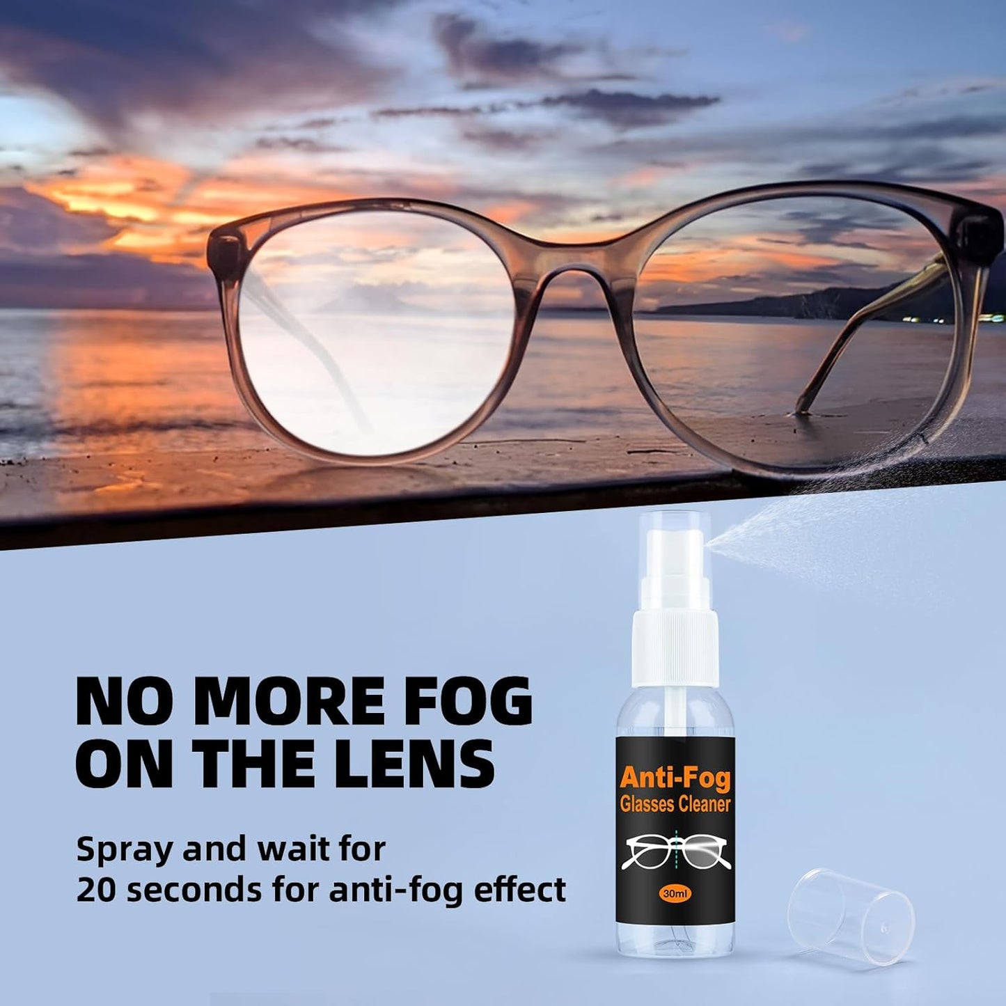 Glasses Cleaner Eyeglass Cleaning Kit with 24H anti Fog Spray for Glasses and Microfiber Cloth, Portable Eyeglass Cleaner Tool Lens Wipes Cleaning Kit for Camera Lenses