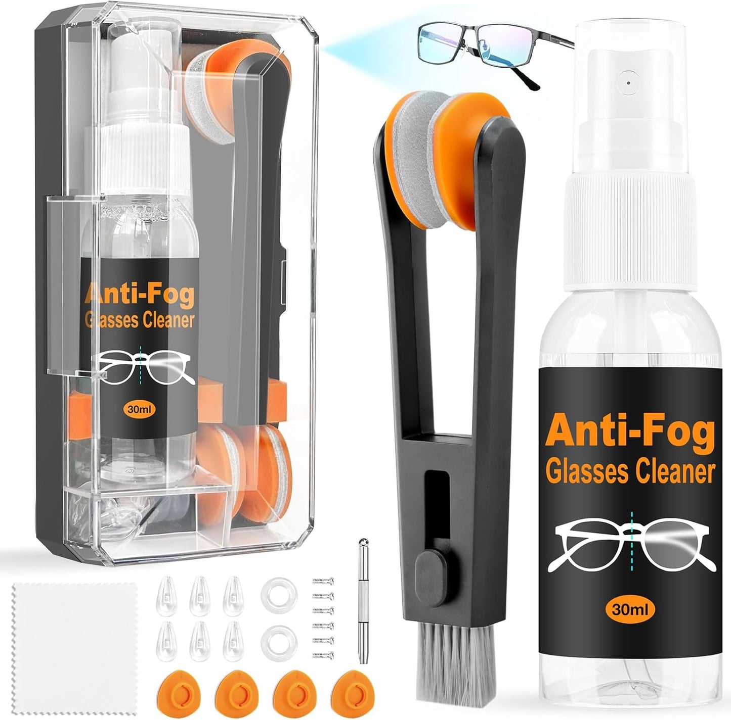 Glasses Cleaner Eyeglass Cleaning Kit with 24H anti Fog Spray for Glasses and Microfiber Cloth, Portable Eyeglass Cleaner Tool Lens Wipes Cleaning Kit for Camera Lenses